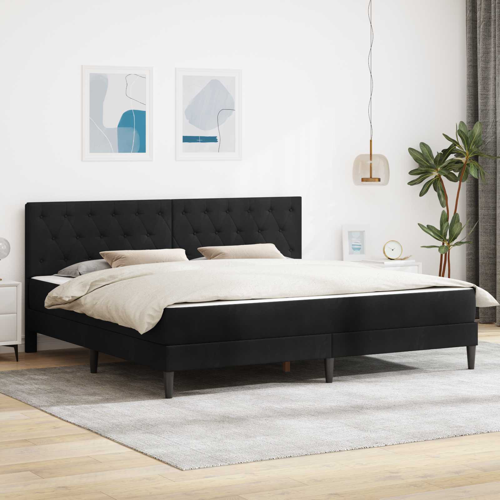3415070_1.jpg vidaXL Rám postele s matracom Čierny 180 x 200 cm Zamat – Obrázok 1