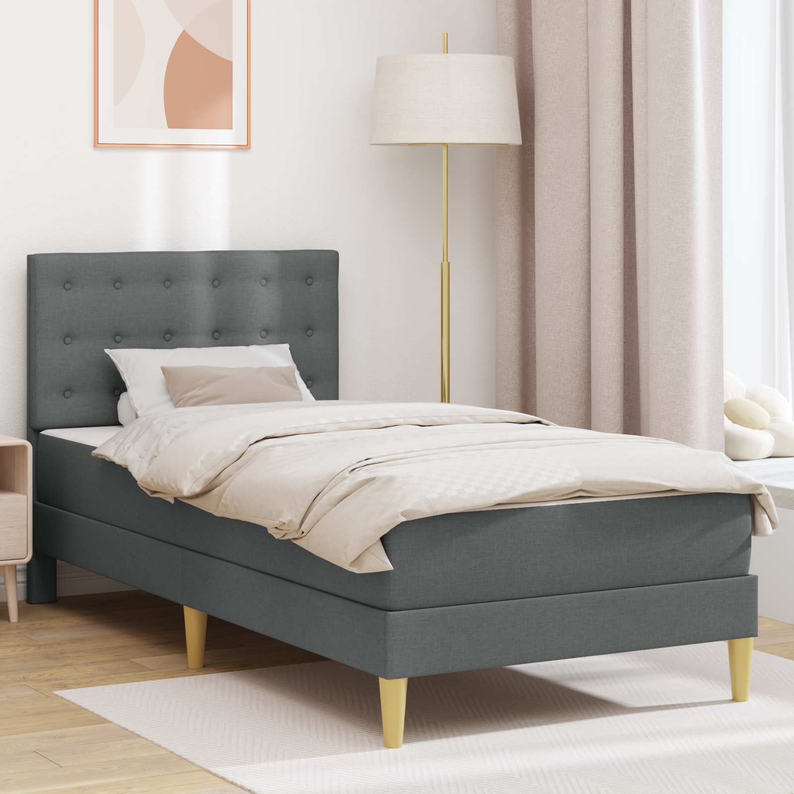 3415084_1.jpg vidaXL Rám postele s matracom Tmavo šedá 90 x 190 cm látka – Obrázok 1