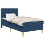 vidaXL Rám postele s matracom s čelnou doskou Modrá 90 x 190 cm látka – Obrázok 2