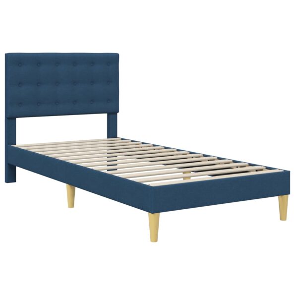 vidaXL Rám postele s matracom s čelnou doskou Modrá 90 x 190 cm látka – Obrázok 4
