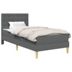 vidaXL Rám postele s matracom Tmavo šedá 90 x 200 cm látka – Obrázok 2