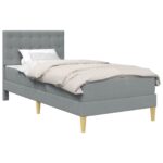 vidaXL Rám postele s matracom Svetlosivá 100 x 200 cm látka – Obrázok 2