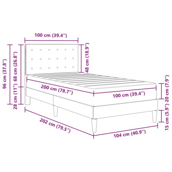 vidaXL Rám postele s matracom s čelnou doskou Modrá 100 x 200 cm látka – Obrázok 11