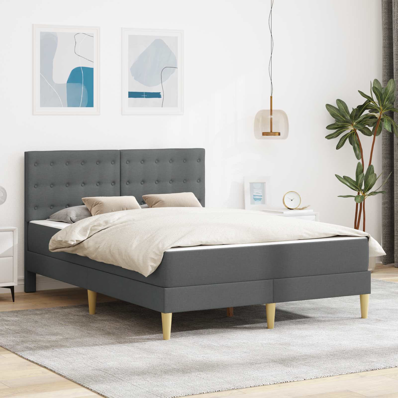 3415109_1.jpg vidaXL Rám postele s matracom Tmavo šedá 140 x 190 cm látka – Obrázok 1