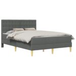 vidaXL Rám postele s matracom Tmavo šedá 140 x 190 cm látka – Obrázok 2