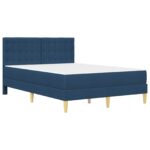 vidaXL Rám postele s matracom s čelnou doskou Modrá 140 x 190 cm látka – Obrázok 3