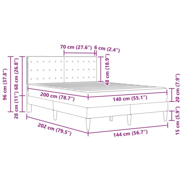 vidaXL Rám postele s matracom Čierny 140 x 200 cm látka – Obrázok 11