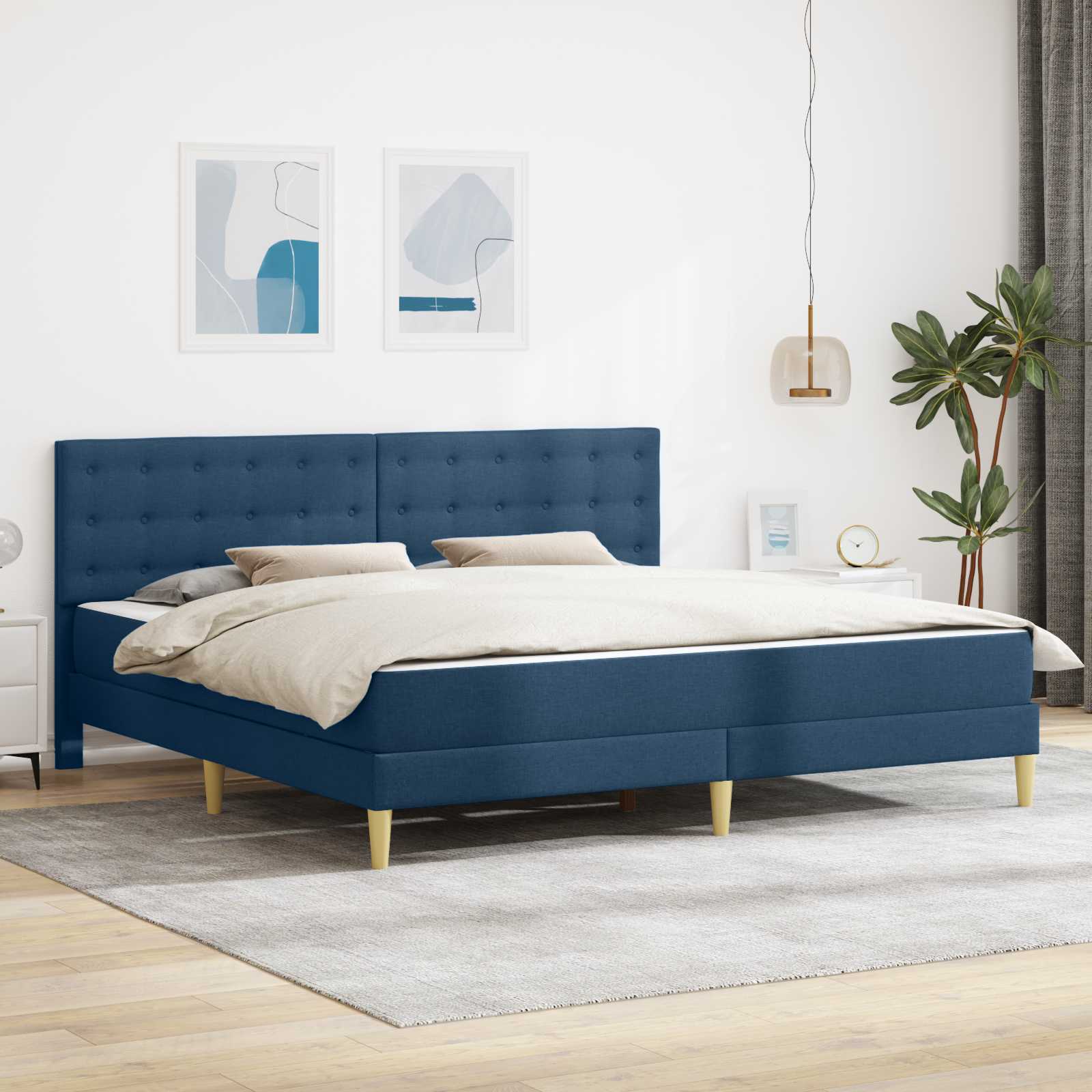 3415127_1.jpg vidaXL Rám postele s matracom s čelnou doskou Modrá 180 x 200 cm látka – Obrázok 1