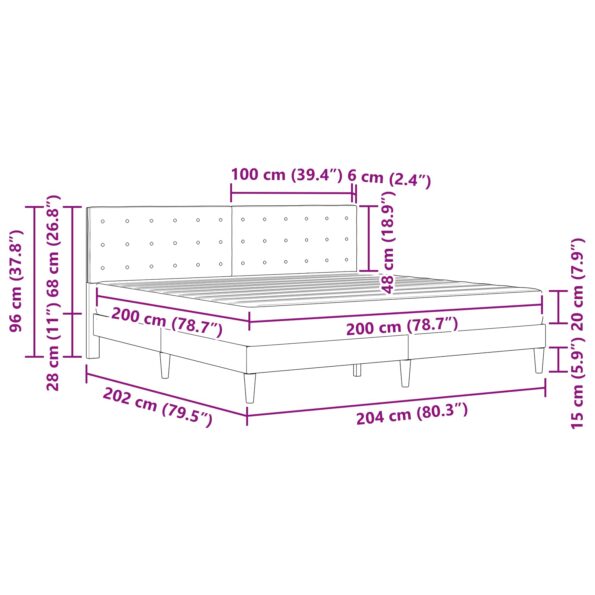 vidaXL Rám postele s matracom Čierny 200 x 200 cm látka – Obrázok 11