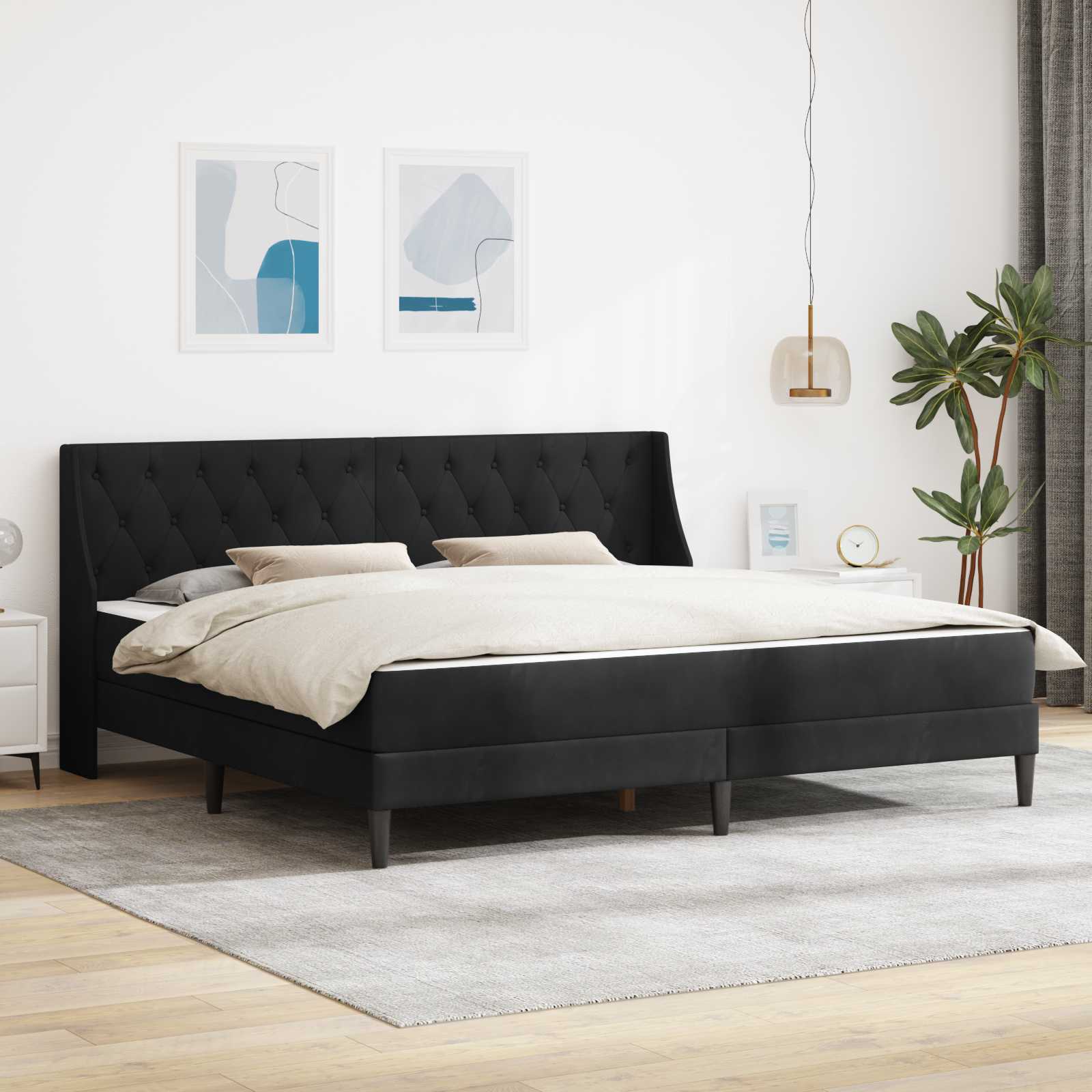 3415243_1.jpg vidaXL Rám postele s matracom Čierny 180 x 200 cm Zamat – Obrázok 1