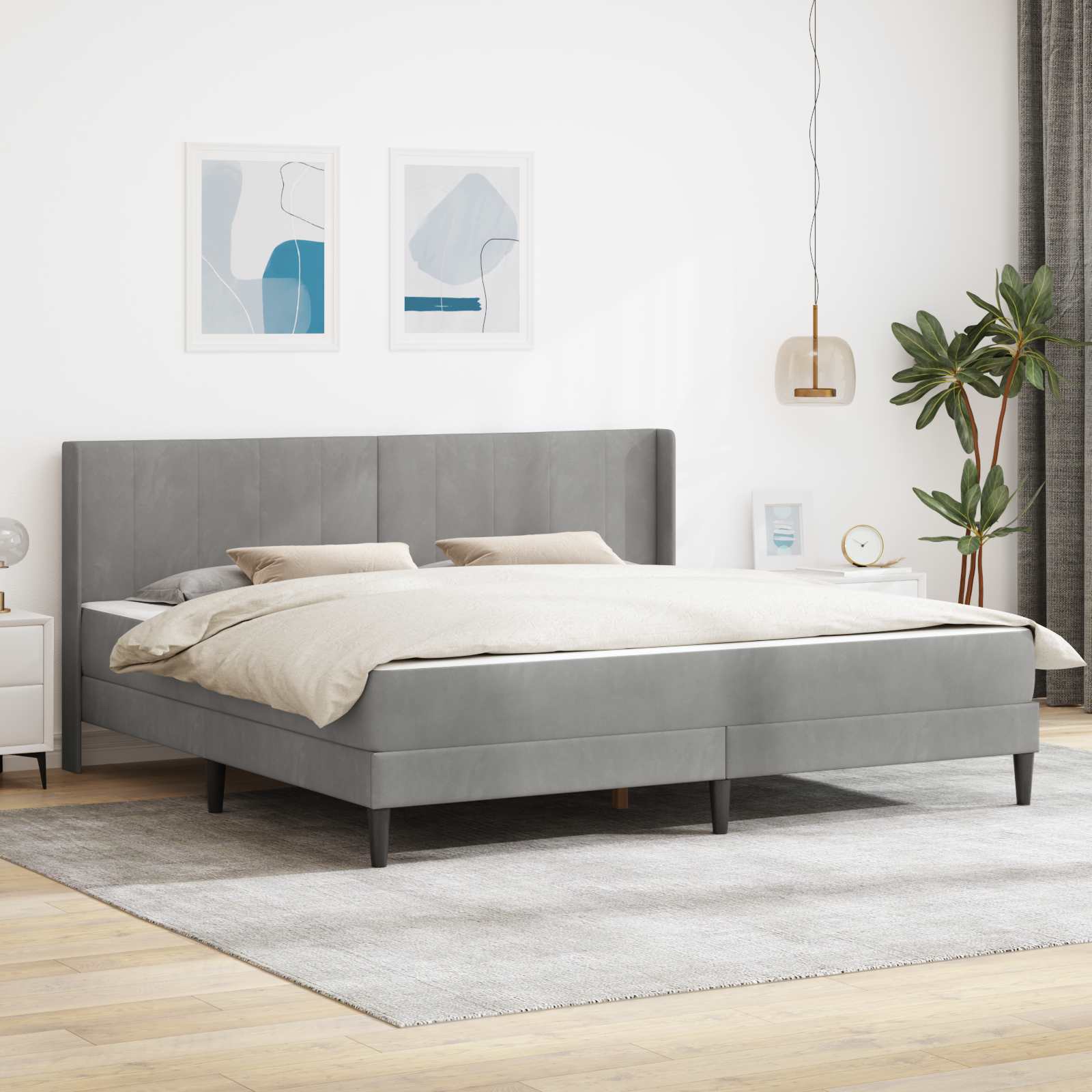 3415247_1.jpg vidaXL Rám postele s matracom Svetlosivá 180 x 200 cm Zamat – Obrázok 1