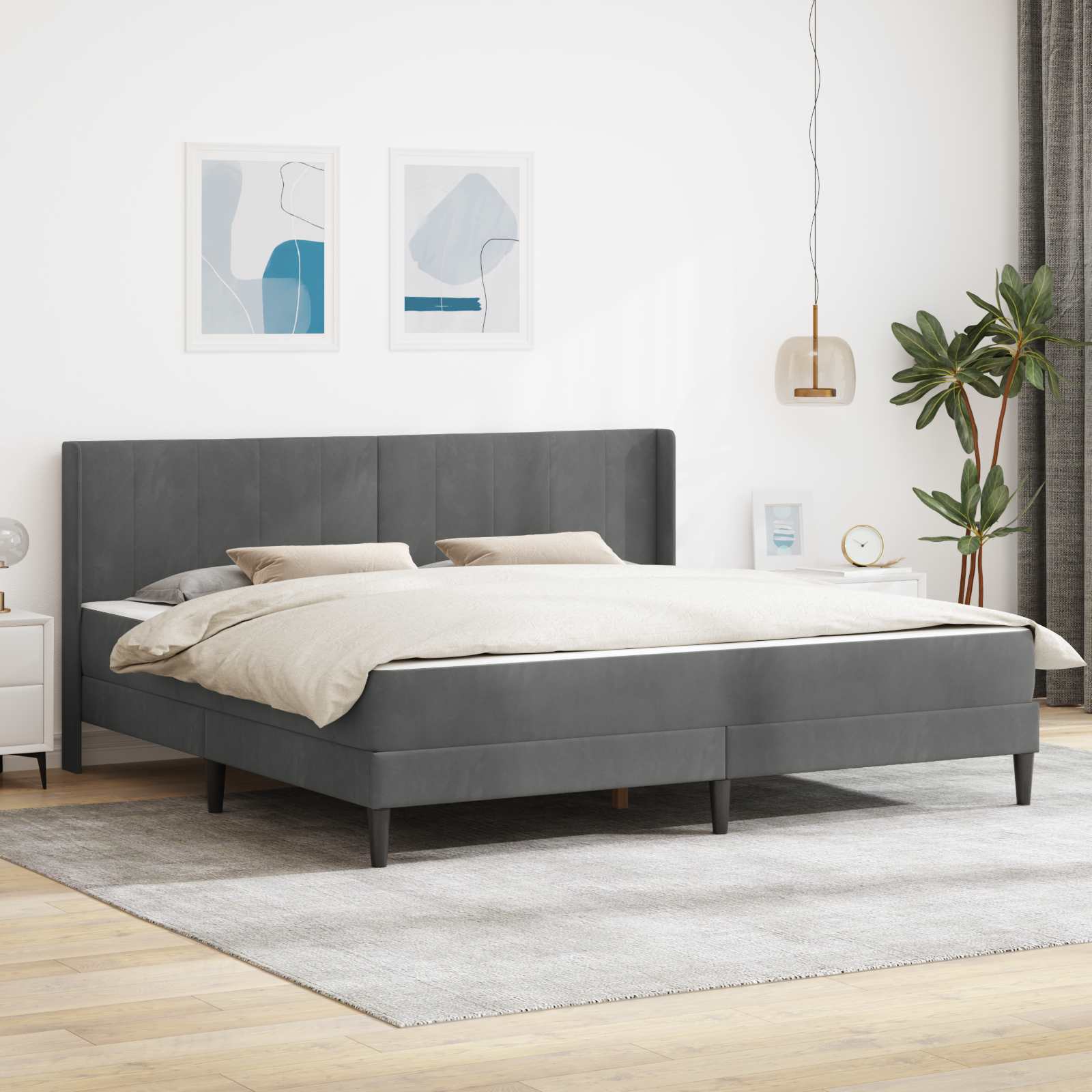 3415248_1.jpg vidaXL Rám postele s matracom Tmavo šedá 180 x 200 cm Zamat – Obrázok 1