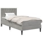vidaXL Rám postele s matracom Svetlosivá 90 x 190 cm Zamat – Obrázok 2