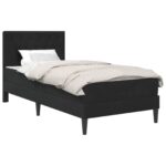 vidaXL Rám postele s matracom s čelnou doskou Čierny 90 x 190 cm Zamat – Obrázok 2