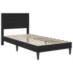 vidaXL Rám postele s matracom s čelnou doskou Čierny 90 x 190 cm Zamat – Obrázok 4