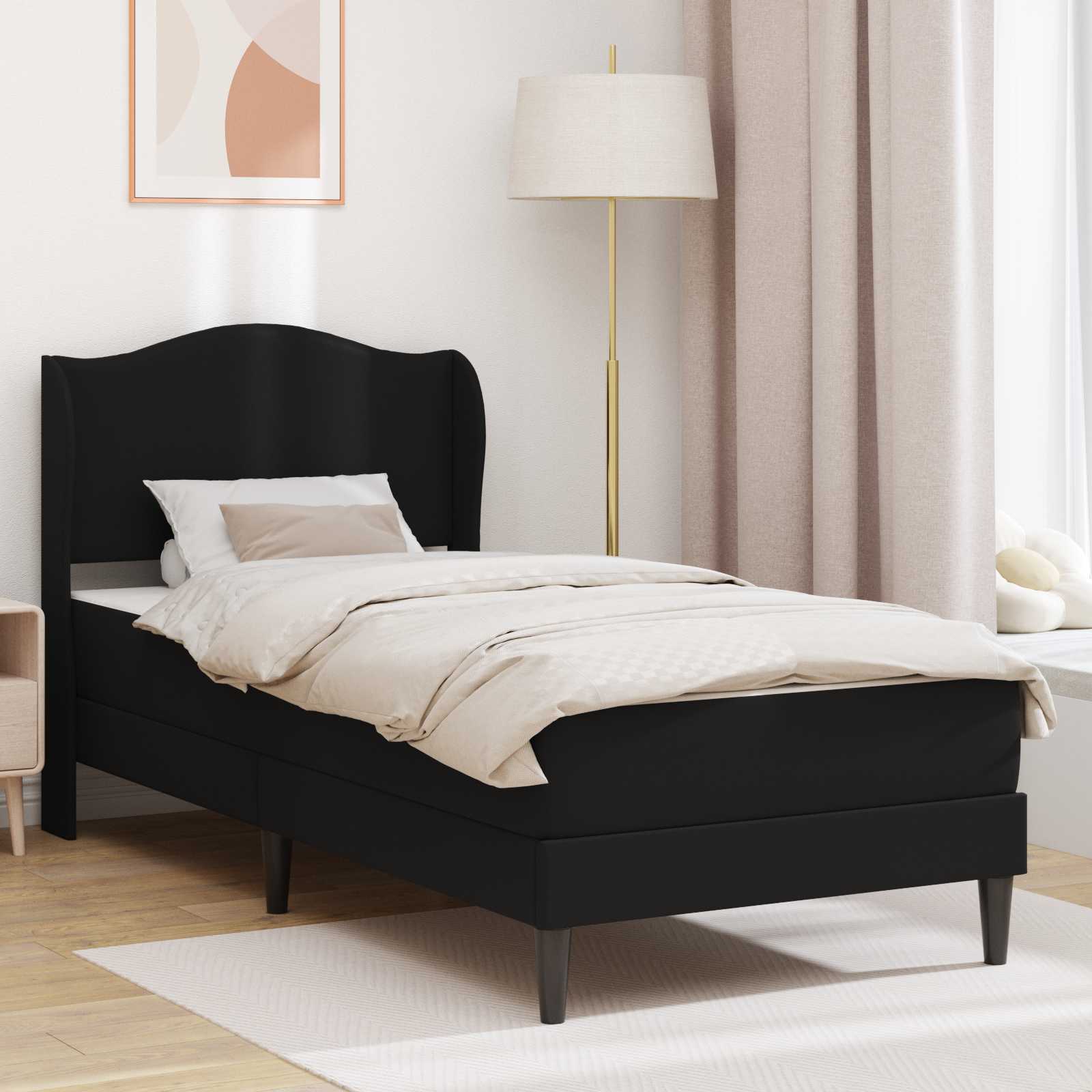 3415269_1.jpg vidaXL Rám postele s čelnou doskou Čierna 90 x 190 cm Umelá koža – Obrázok 1