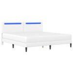 vidaXL Rám postele s LED pásikmi Biela 180 x 200 cm Umelá koža – Obrázok 5