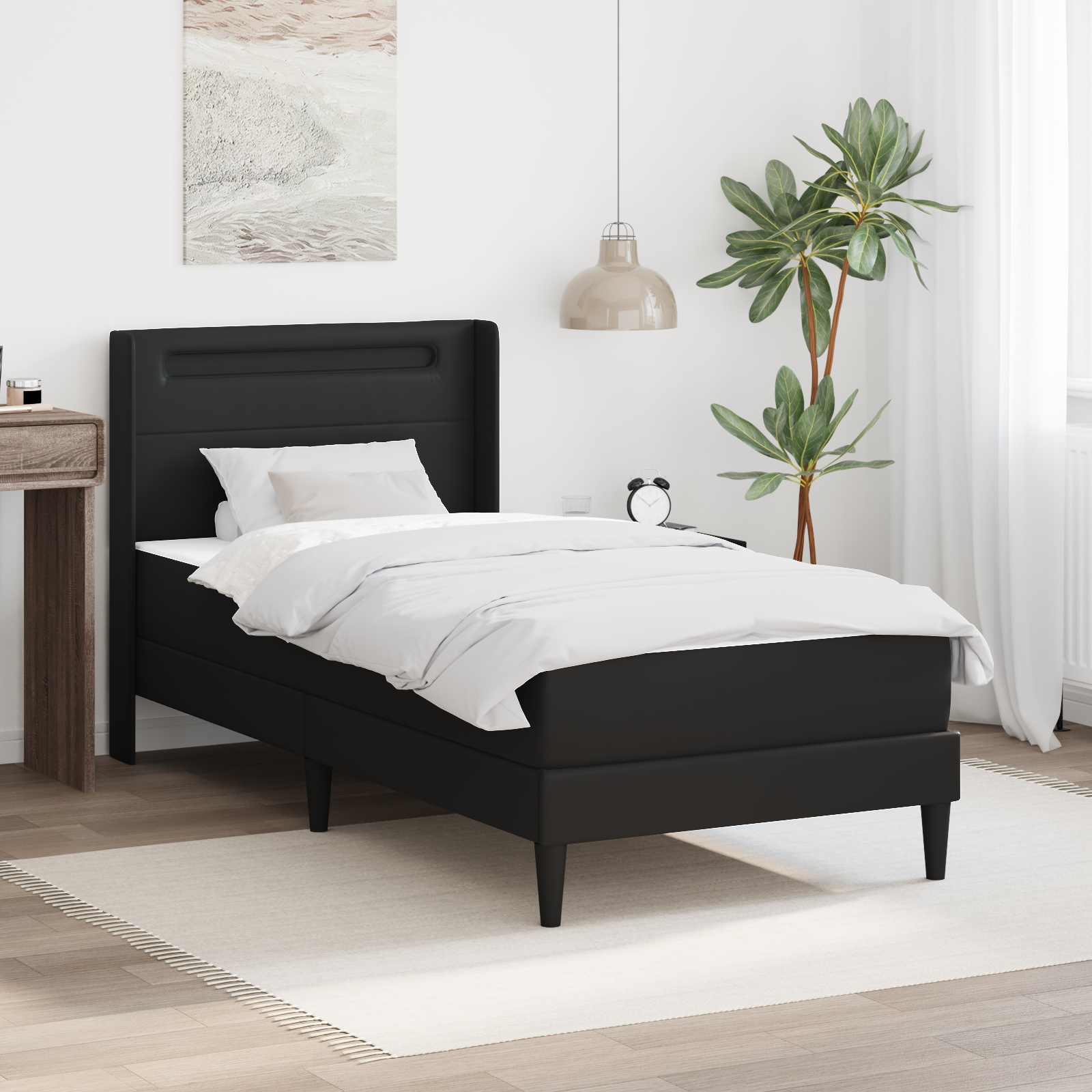 3415371_1.jpg vidaXL Rám postele s matracom Čierny 90 x 190 cm Umelá koža – Obrázok 1