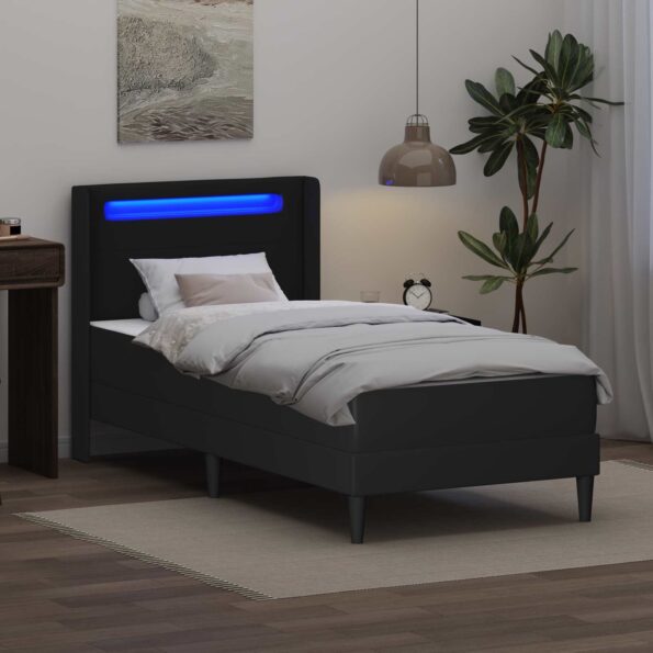 vidaXL Rám postele s matracom Čierny 90 x 190 cm Umelá koža – Obrázok 4