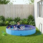 vidaXL Detský bazén Modrá Ø200 x 30 cm Hrubý PVC a konštruované drevo