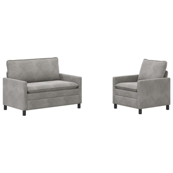 vidaXL Sada pohoviek 2 pcs Svetlosivá Zamat – Obrázok 2