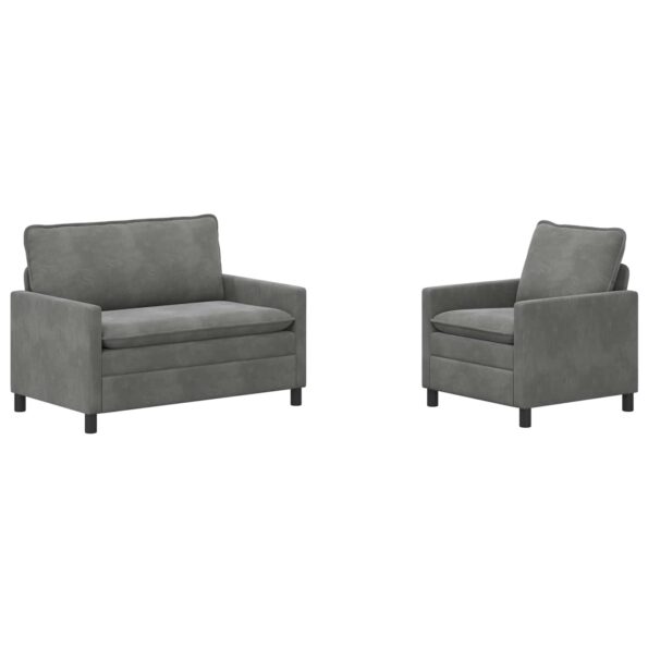 vidaXL Sada pohoviek 2 pcs Tmavosivá Zamat – Obrázok 2