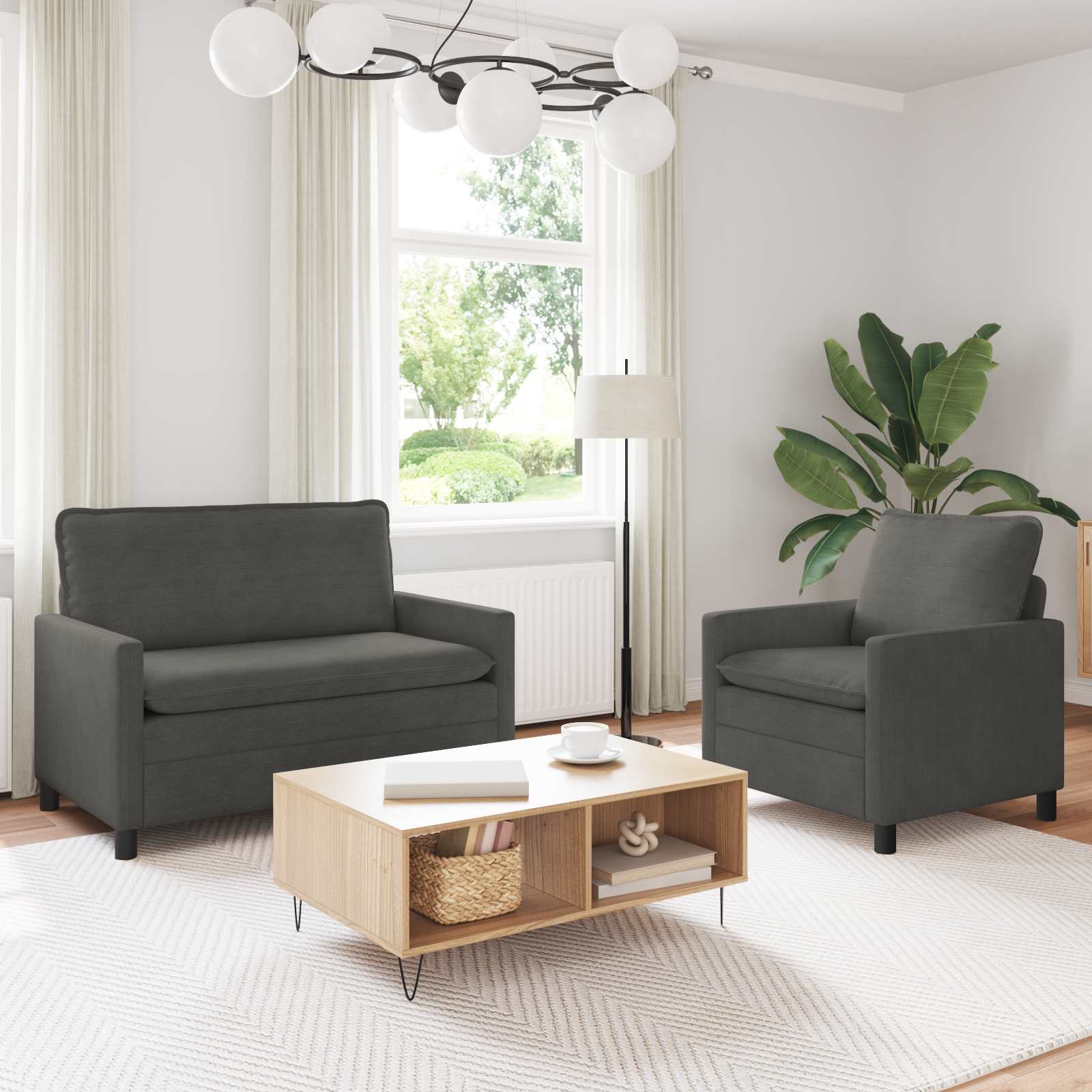 3417042_1.jpg vidaXL Sada pohoviek 2 pcs Tmavosivá Látka – Obrázok 1