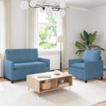 vidaXL Sada pohoviek 2 pcs Modrá Látka