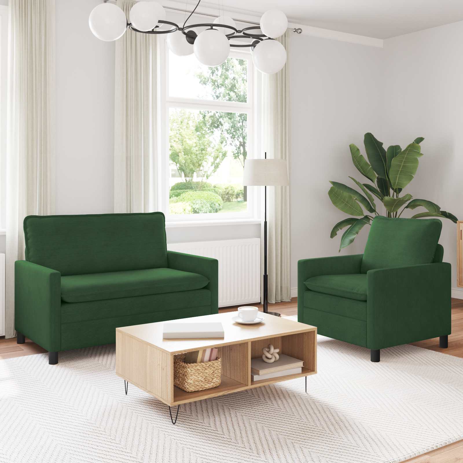 3417045_1.jpg vidaXL Sada pohoviek 2 pcs Jungle Green Látka – Obrázok 1
