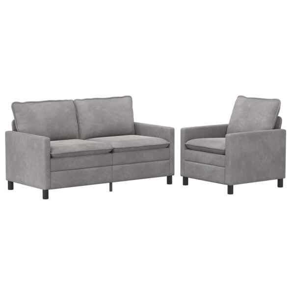 vidaXL Sada pohoviek 2 pcs Svetlosivá Zamat – Obrázok 2
