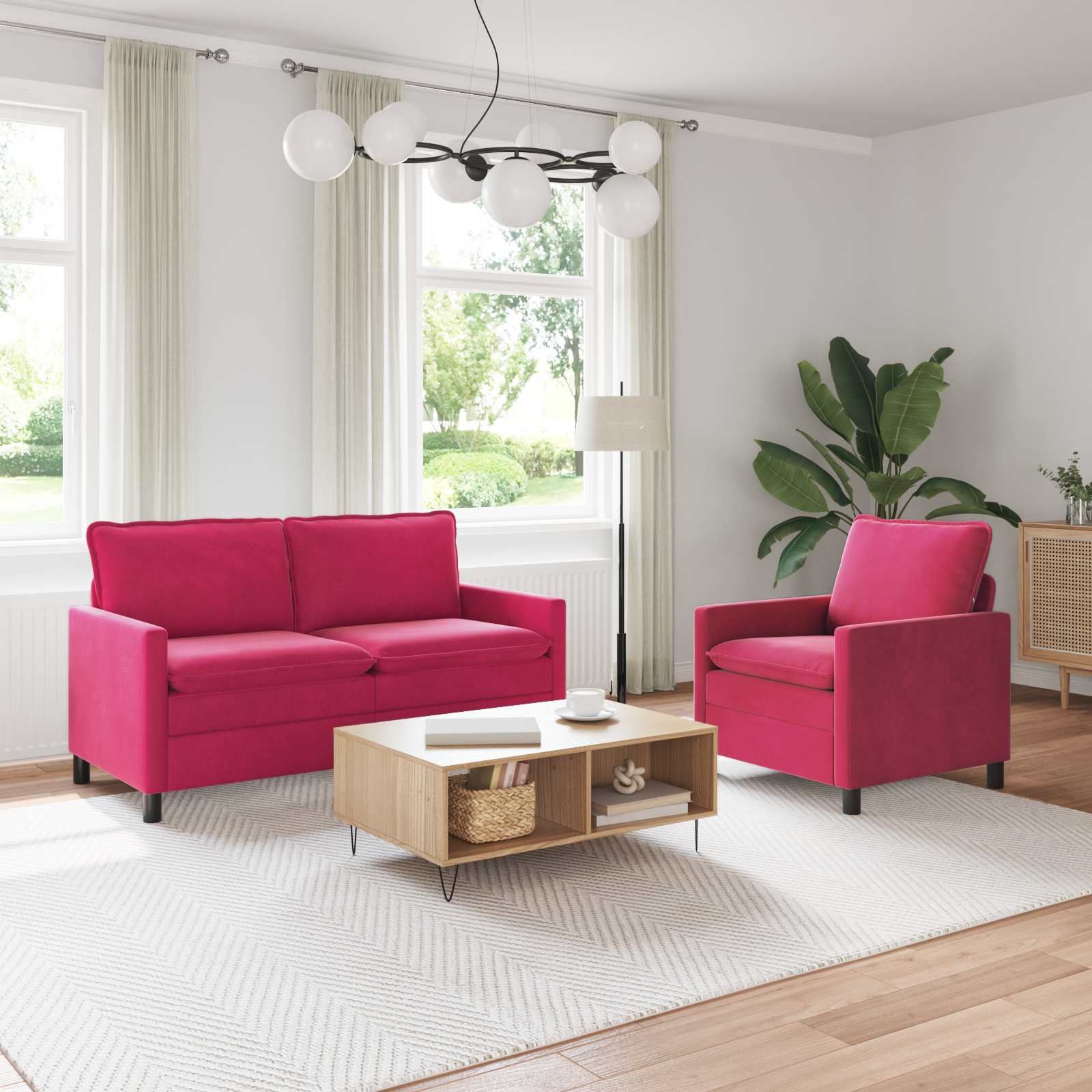 3417071_1.jpg vidaXL Sada pohoviek 2 pcs Víno červené Zamat – Obrázok 1