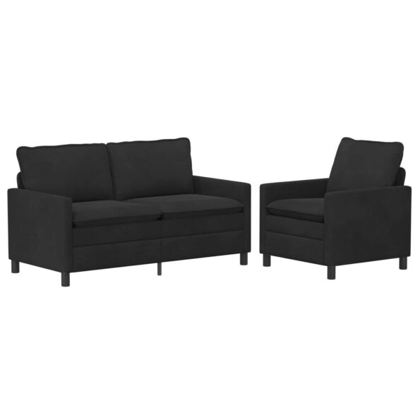 vidaXL Sada pohoviek 2 pcs Čierna Zamat – Obrázok 2