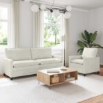 vidaXL Sada pohoviek 2 pcs Krémová Zamat