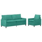 vidaXL Sada pohoviek 2 pcs Tyrkysová Zamat – Obrázok 2