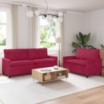 vidaXL Sada pohoviek 2 pcs Víno červené Zamat
