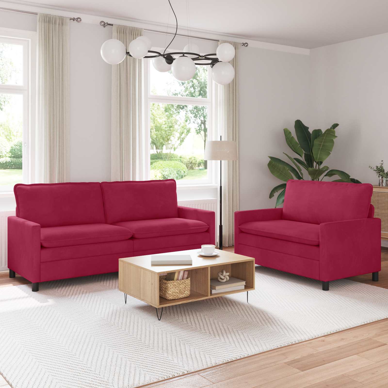 3417131_1.jpg vidaXL Sada pohoviek 2 pcs Víno červené Zamat – Obrázok 1