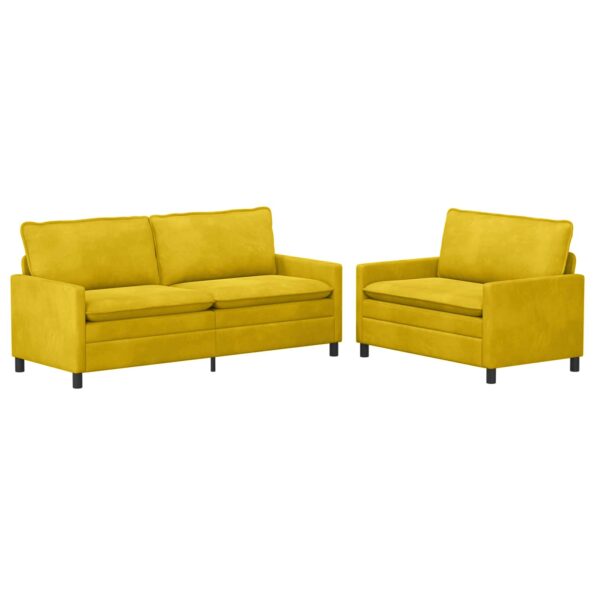 vidaXL Sada pohoviek 2 pcs Žltá Zamat – Obrázok 2