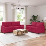 vidaXL Sada pohoviek 2 pcs Víno červené Zamat
