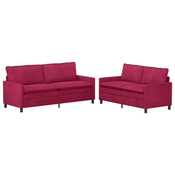 vidaXL Sada pohoviek 2 pcs Víno červené Zamat – Obrázok 2