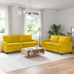 vidaXL Sada pohoviek 2 pcs Žltá Zamat