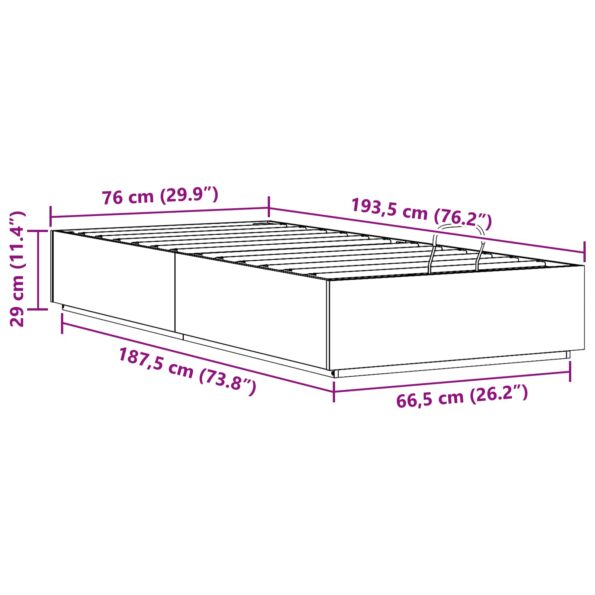 vidaXL Otomanový posteľný rám Vosková Hnedá 75 x 190 cm – Obrázok 12
