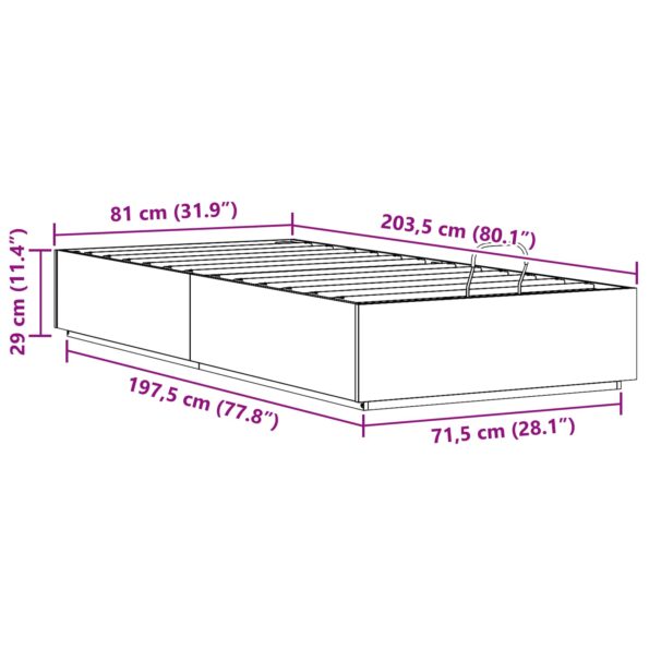 vidaXL Otomanový posteľný rám s úložiskom Vosková Hnedá 80 x 200 cm – Obrázok 12