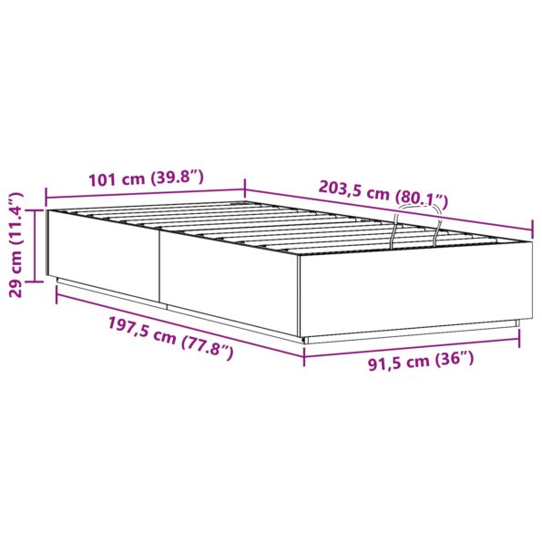 vidaXL Otomanový posteľný rám Vosková Hnedá 100 x 200 cm – Obrázok 12