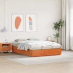 vidaXL Otomanový posteľný rám Vosková Hnedá 135 x 190 cm – Obrázok 4