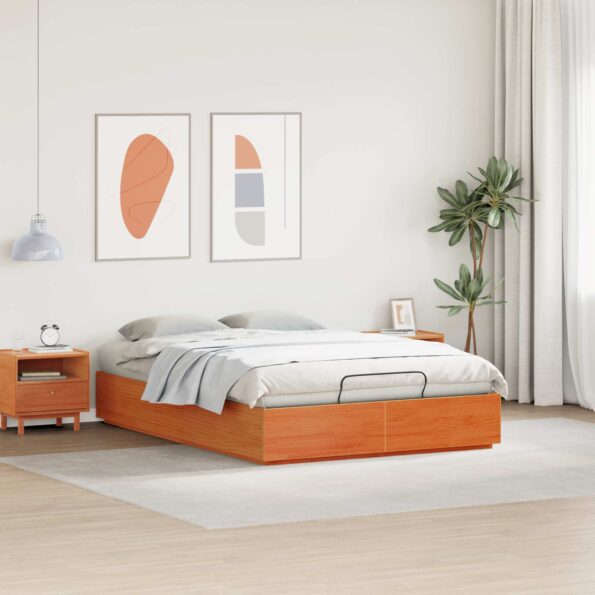 vidaXL Otomanový posteľný rám Vosková Hnedá 135 x 190 cm – Obrázok 4