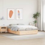 vidaXL Otomanový posteľný rám Prírodná 150 x 200 cm Masívna borovica – Obrázok 4