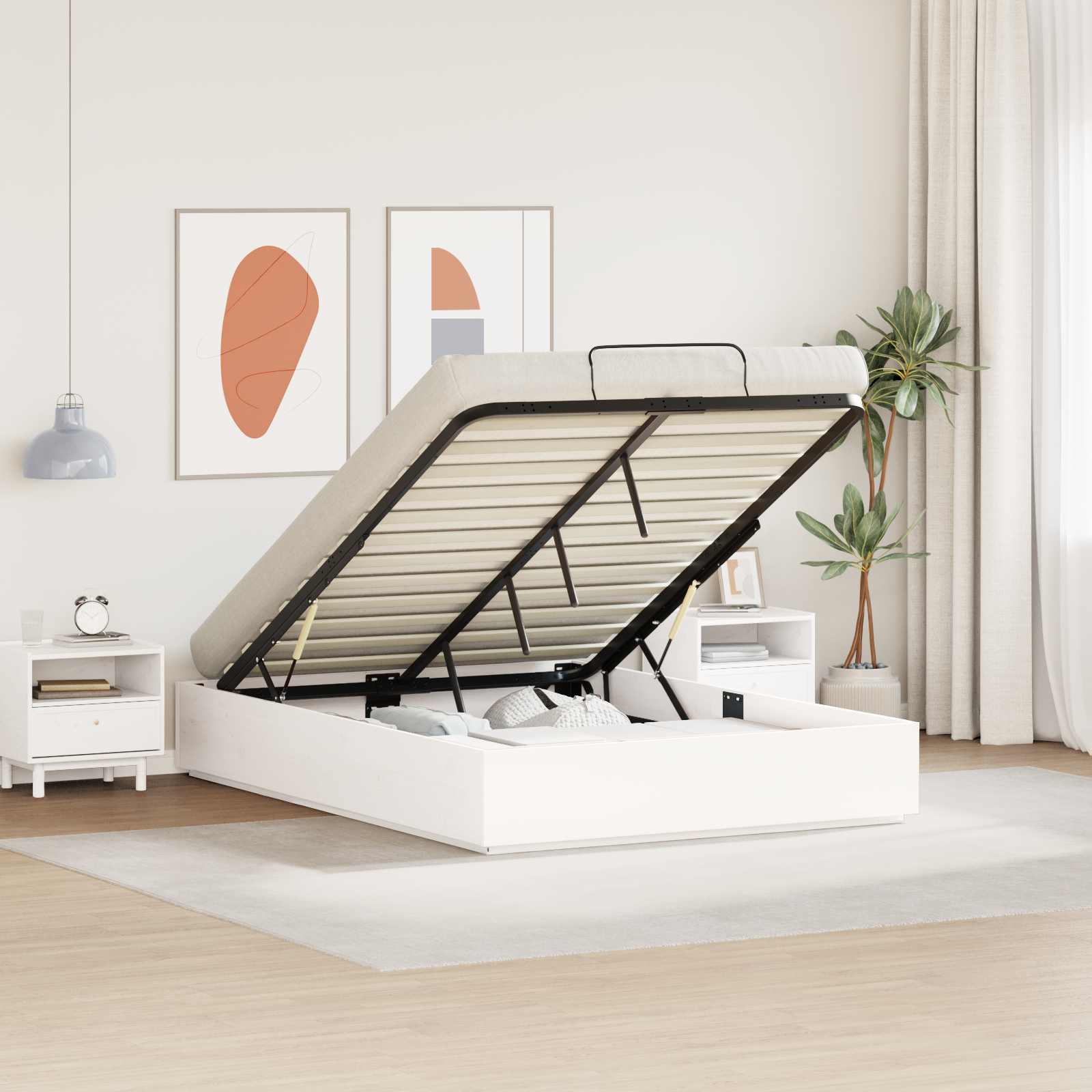 3418754_1.jpg vidaXL Otomanový posteľný rám Biely 150 x 200 cm Masívna borovica – Obrázok 1