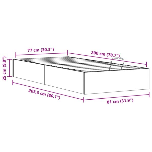 vidaXL Posteľový rám s úložným priestorom Biely 80 x 200 cm – Obrázok 12