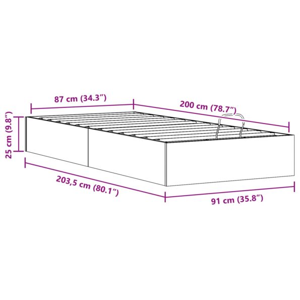 vidaXL Posteľový rám s úložným priestorom Biely 90 x 200 cm – Obrázok 12