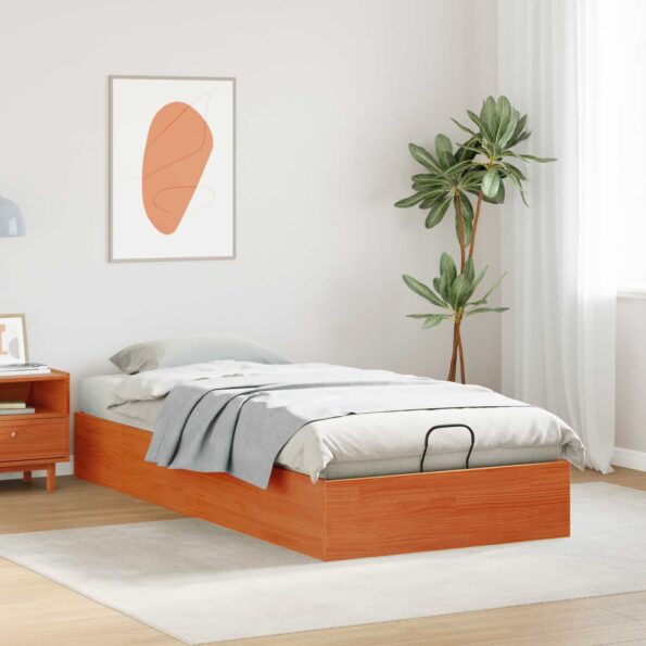 vidaXL Posteľový rám s úložným priestorom Vosková Hnedá 90 x 200 cm – Obrázok 4
